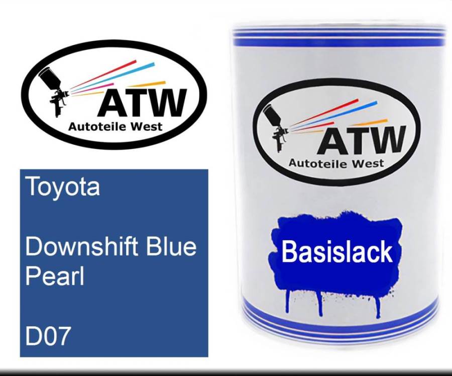 Toyota, Downshift Blue Pearl, D07: 500ml Lackdose, von ATW Autoteile West.